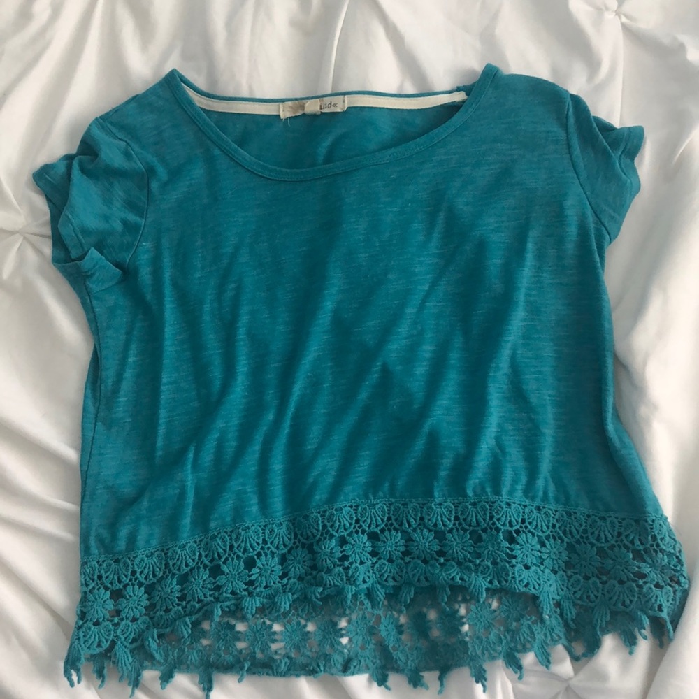 Blue Crotchet Crop Top